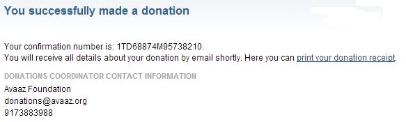 Avaaz Donation - July 2013