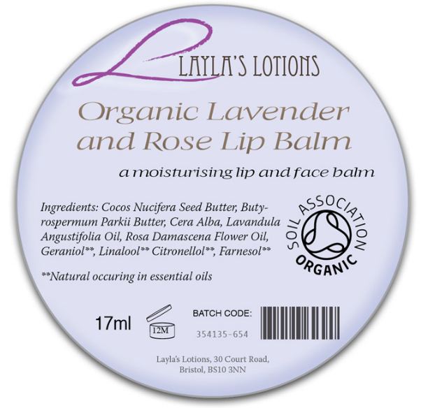 Example of Labelling Required for 95% Organic Beauty Products