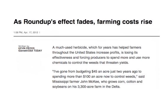 More Roundup is Needed as Weeds Build up Resistance