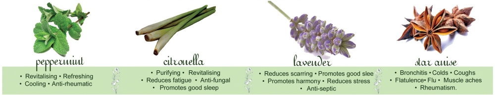 Peppermint, Citronella, Lavender and Anise Essential Oils